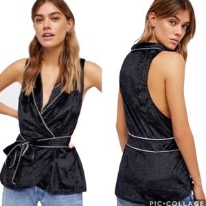 Free People Intimately Late Night Black Velvet Top